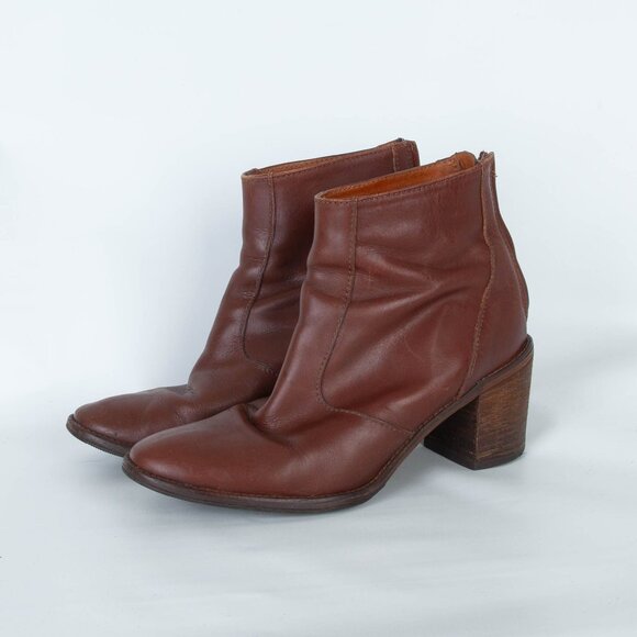 Madewell Womens The Ames Boot Zip Up Ankle Bootie Size 7.5 Cognac Brown Boho - Picture 1 of 11
